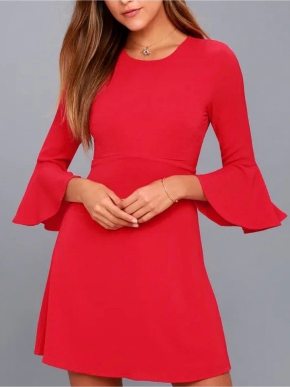Lulu's Red Bell-Sleeve Mini Dress